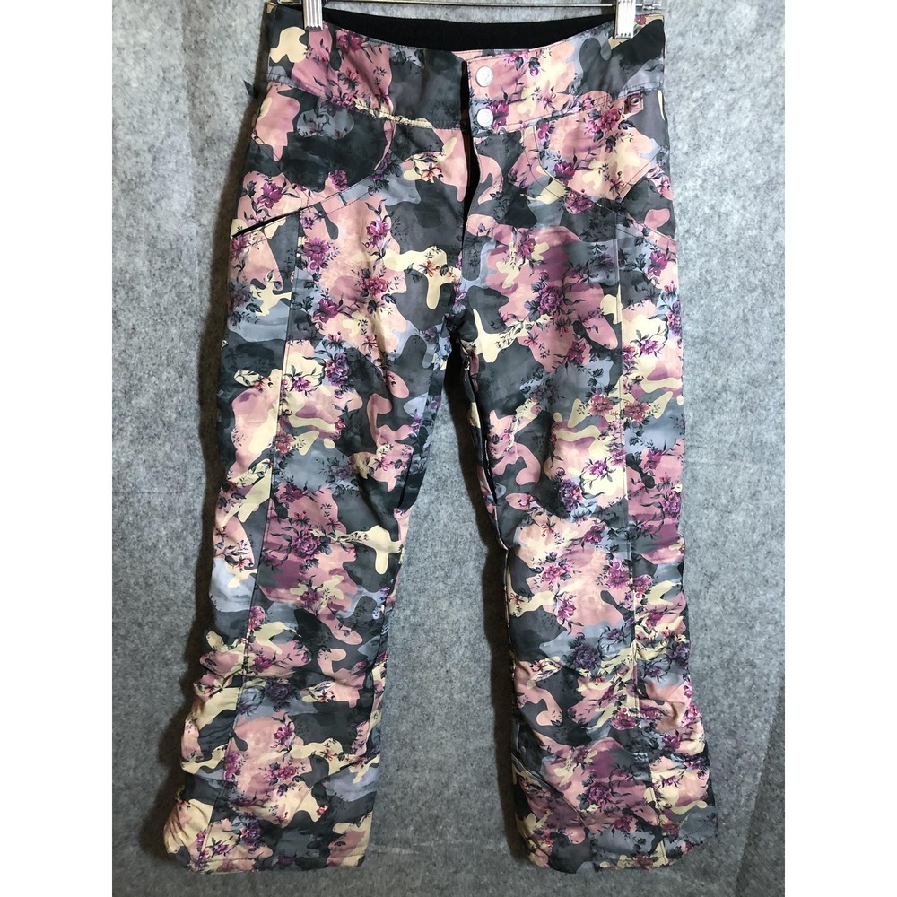 Obermeyer Snow Pants Girls Large 14-16 Pink‎ Camo Floral Insulated Ski Snowboard